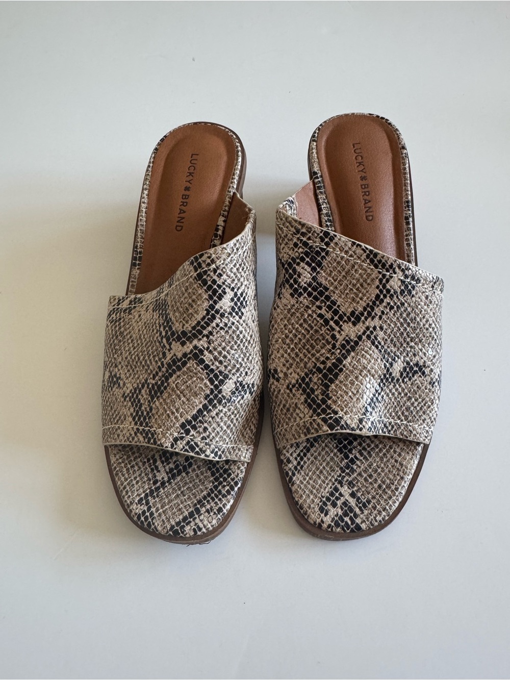 Lucky Brand Women's Snake-Print Slide Mules